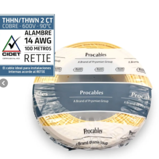 ALAMBRE AISLADO N° 14 ROLLO x100M PROCABLES/CENTELSA