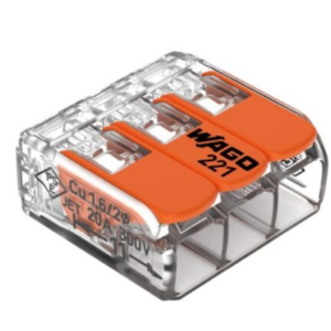 CONECTOR CON PALANCA WAGO 221-413, 3 POLOS 24-12AWG