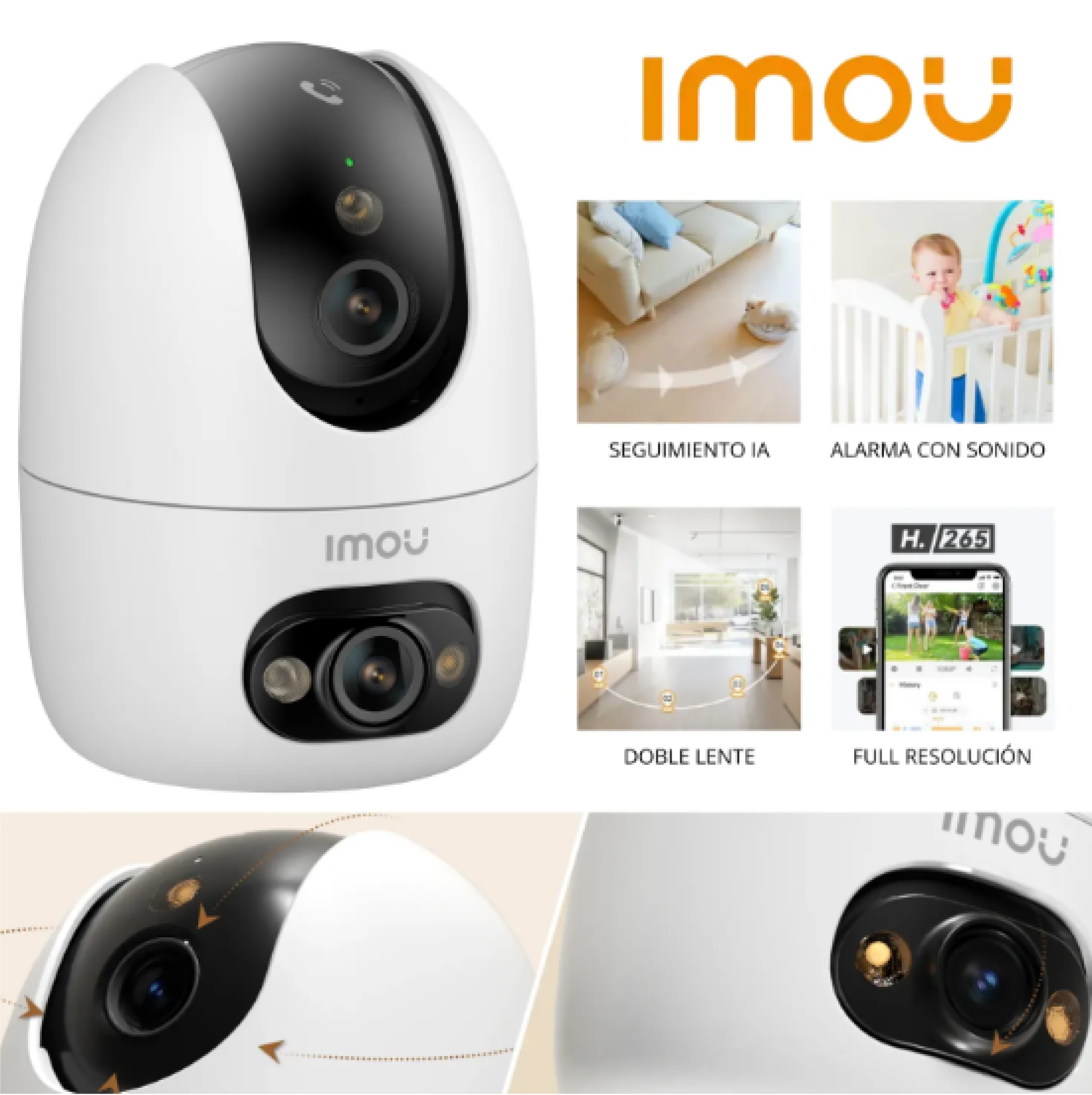 Cámara WiFi Indoor Smart Imou Ranger 2 Dual 6MP (3MP+3MP) - Imagen 3