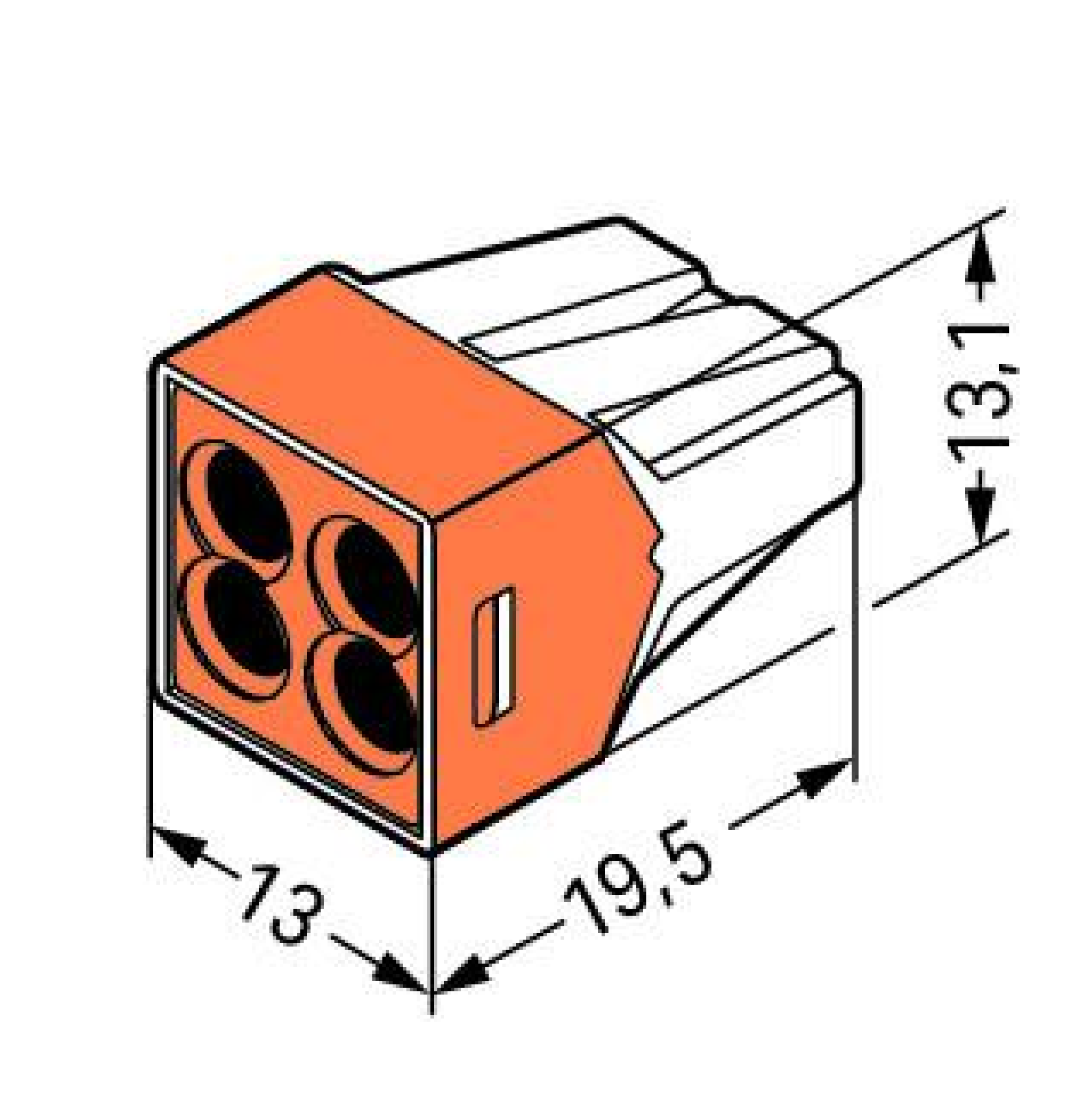 CONECTOR WAGO PALA TRAS ALAMBRE 18-12AWG 4POL 7 HILOS 16-12AWG 600V-24A WAGO 773-104 - Imagen 2