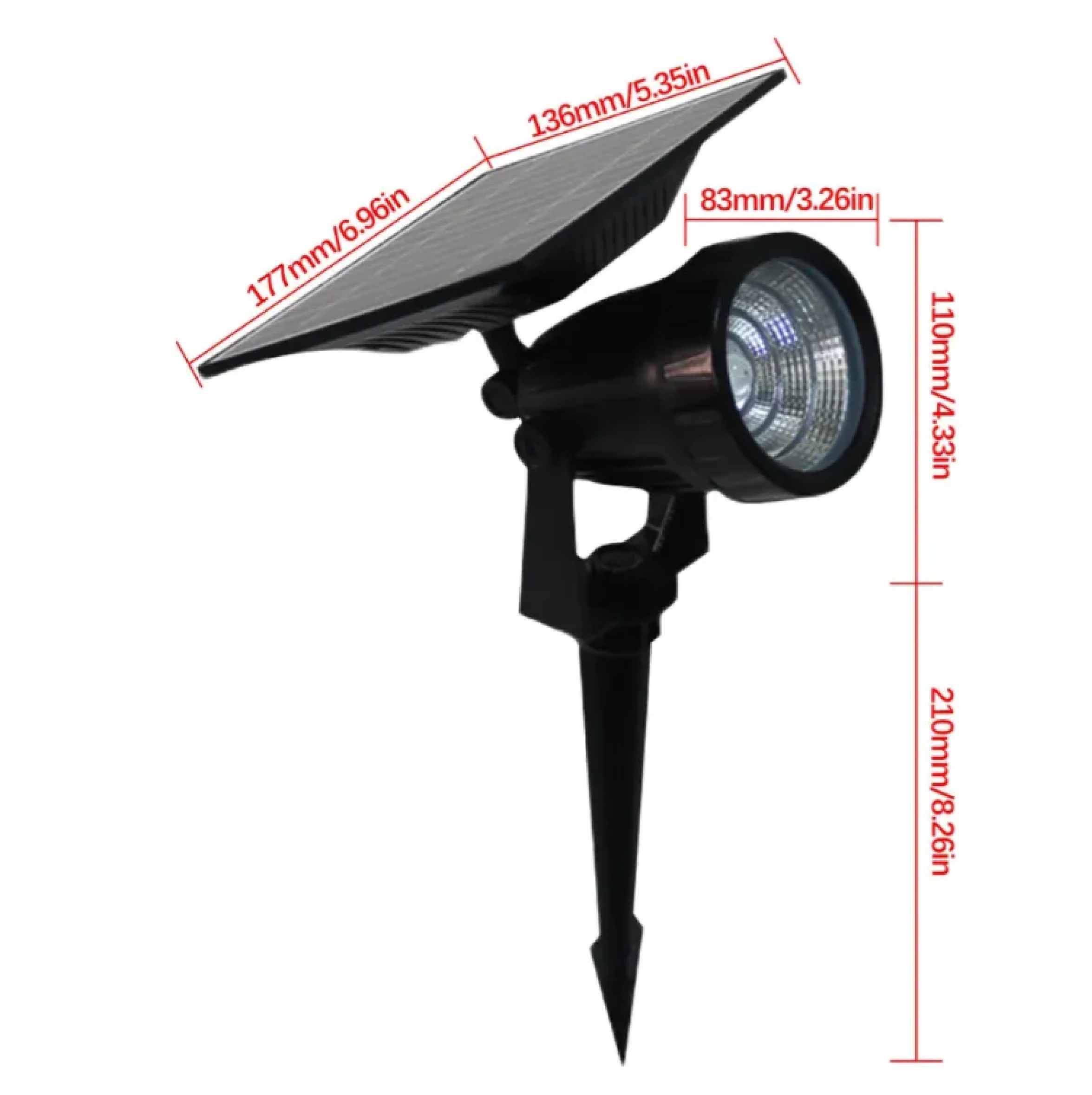 ESTACA SOLAR LED 5W 6500K NEGRO MERCURY ISL30 - Imagen 2