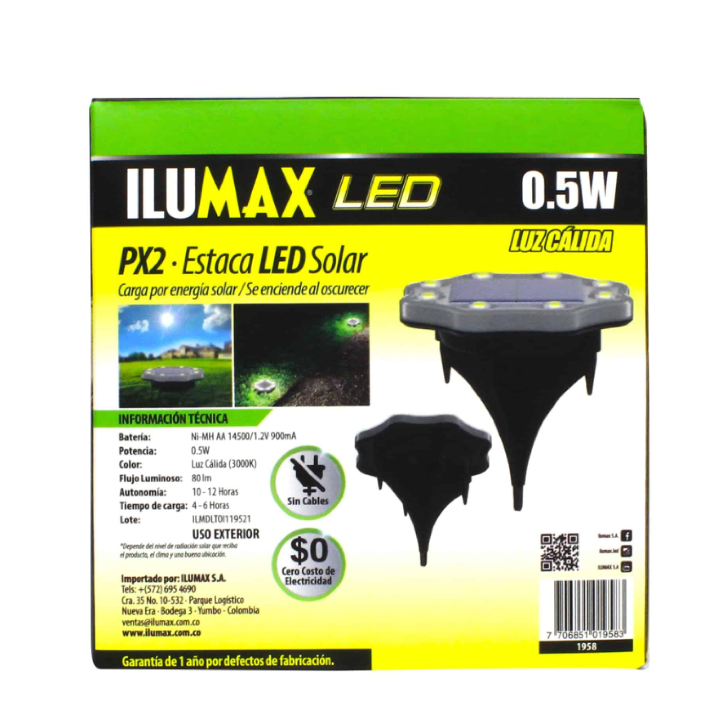 BALA LED DE PISO SOLAR 0,5W 3000K X2 REF 1958 ILUMAX - Imagen 4