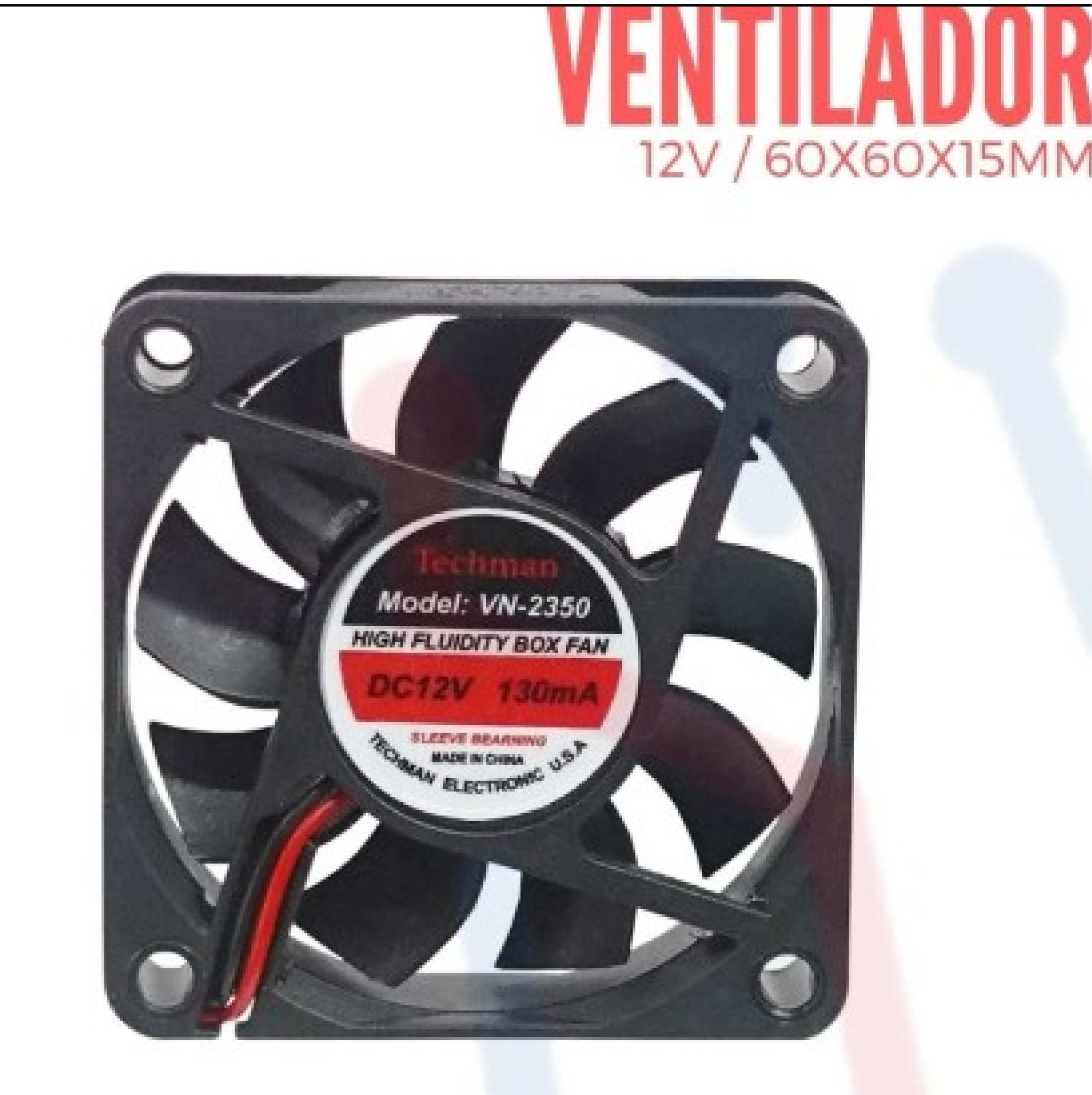 VENTILADOR 12VDC 60X60X15MM 130MA TECHMAN VN-2350/VN-265