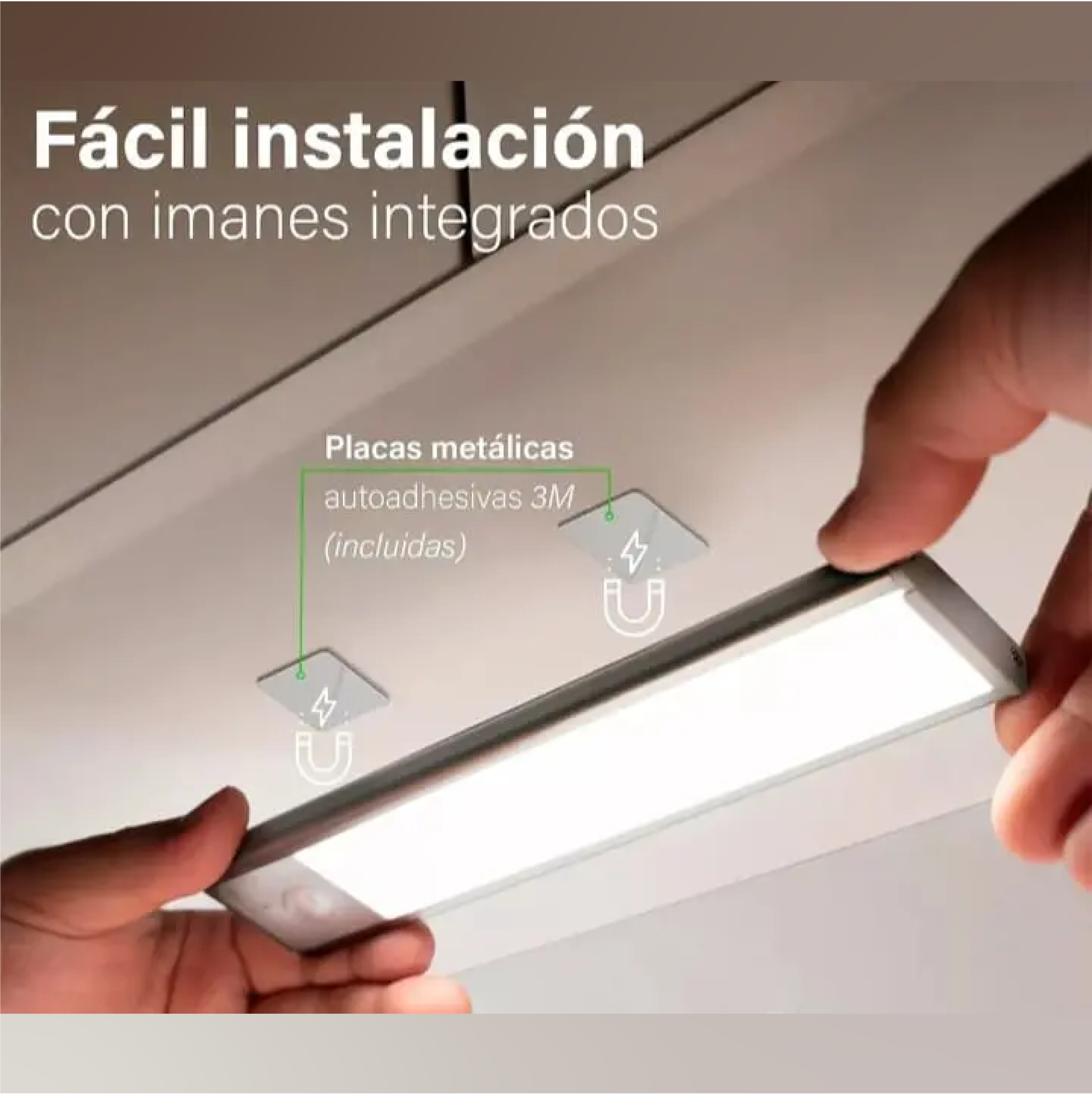 LAMPARA RECARGABLE LED 3CCT ULTRA SLIM C/SENSOR PLATEADO 30CM LED GOLD LSR1-006 - Imagen 2