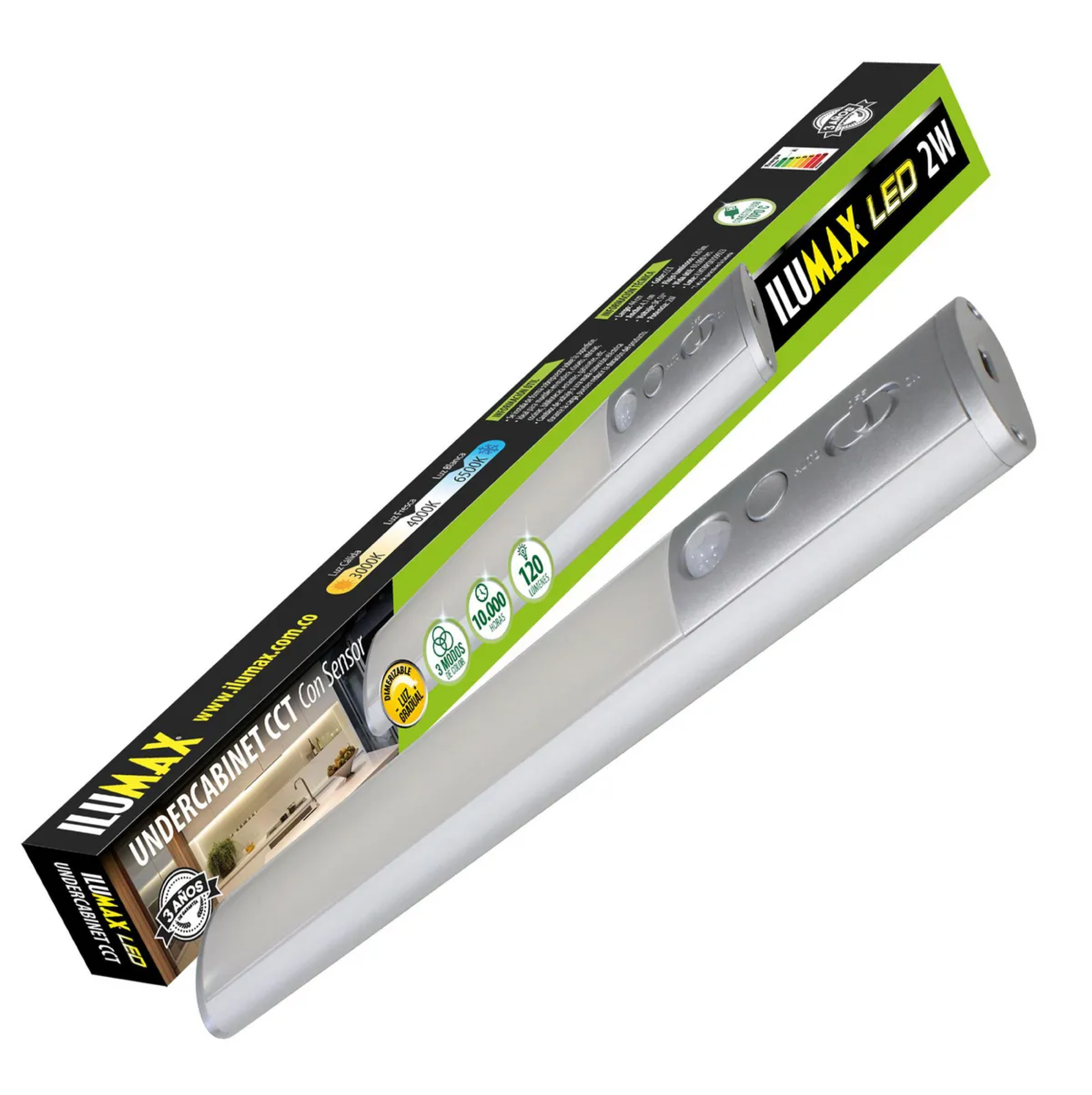 LAMPARA RECARGABLE LED 2W 3CCT ULTRA SLIM C/SENSOR SATIN 44CM ILUMAX 2310 - Imagen 5