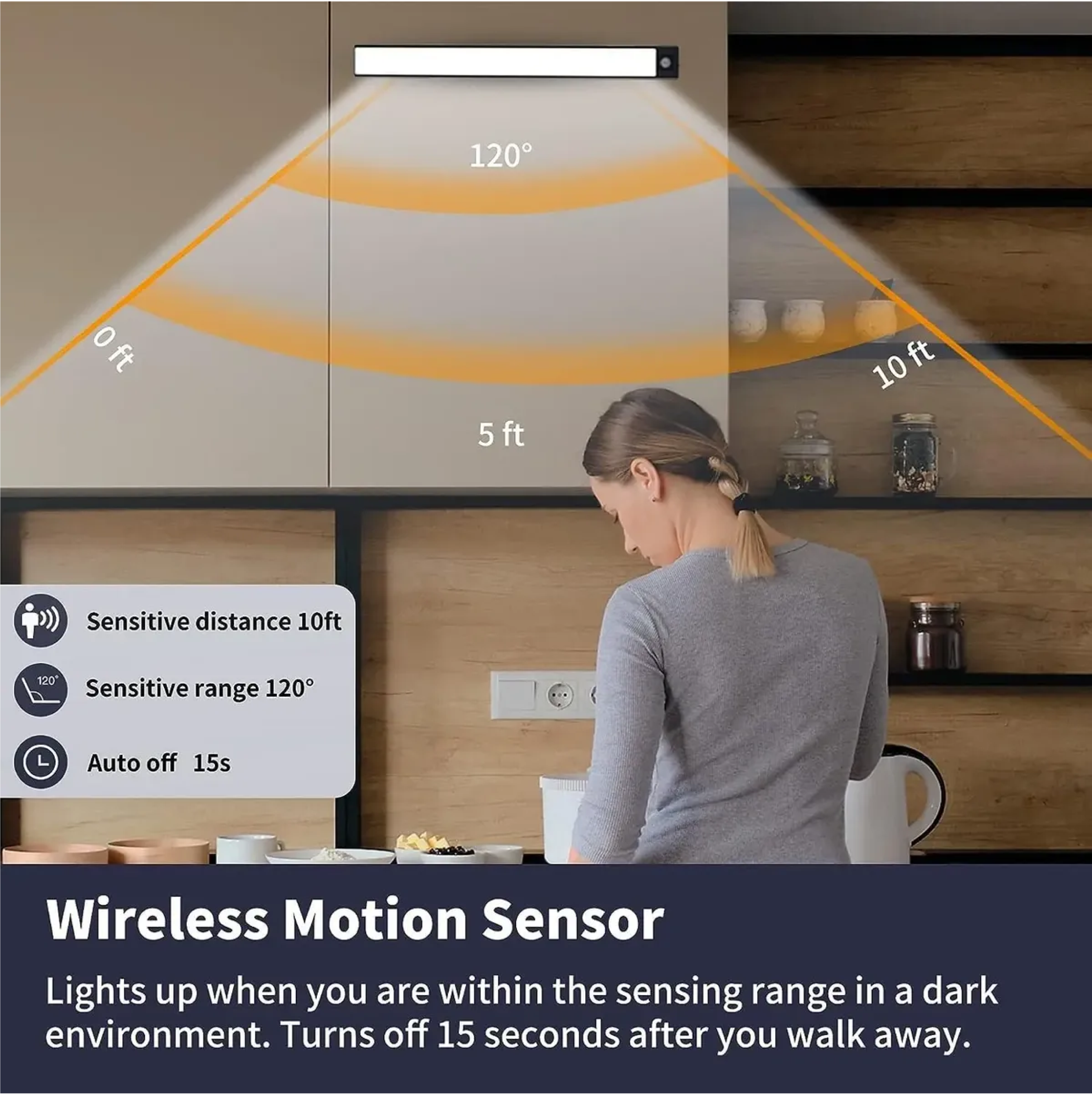 LAMPARA RECARGABLE LED 3CCT ULTRA SLIM C/SENSOR NEGRO 60CM LED GOLD LSR1-007 - Imagen 3
