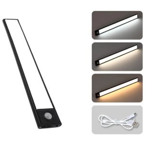 LAMPARA RECARGABLE LED 3CCT ULTRA SLIM C/SENSOR NEGRO 60CM LED GOLD LSR1-007