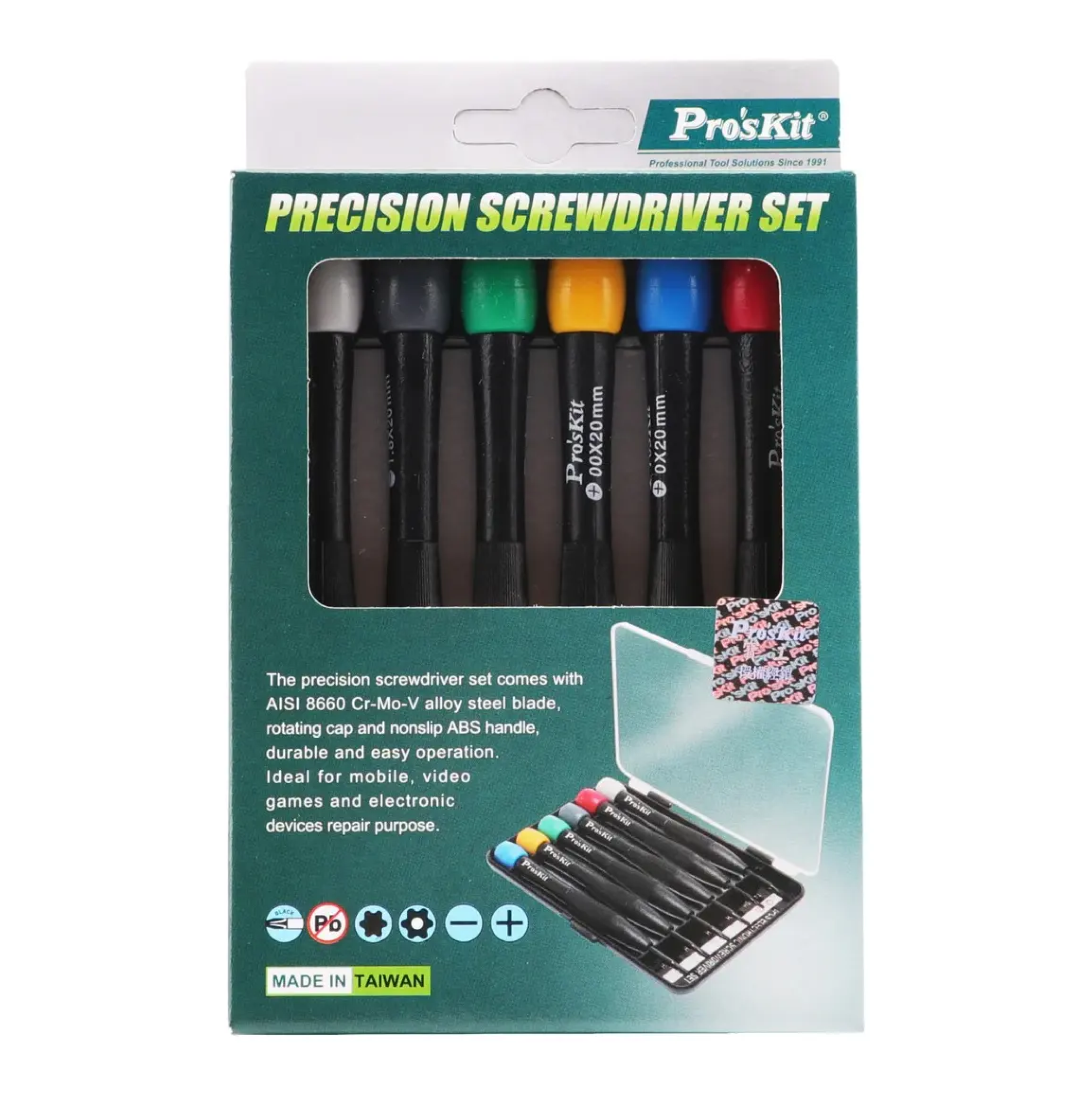 JUEGO DE DESTORNILLADORES JOYERO 6 PZ 3 CRUZ 3 PALA PROSKIT 8PK-2061