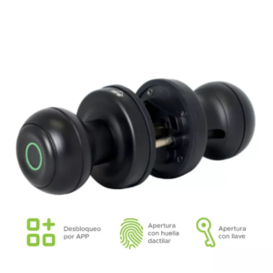 CERRADURA INTELIGENTE CON HUELLA PARA ENTRADA PRINCIPAL POMO WIFI NEGRA K01 VERA 0046660