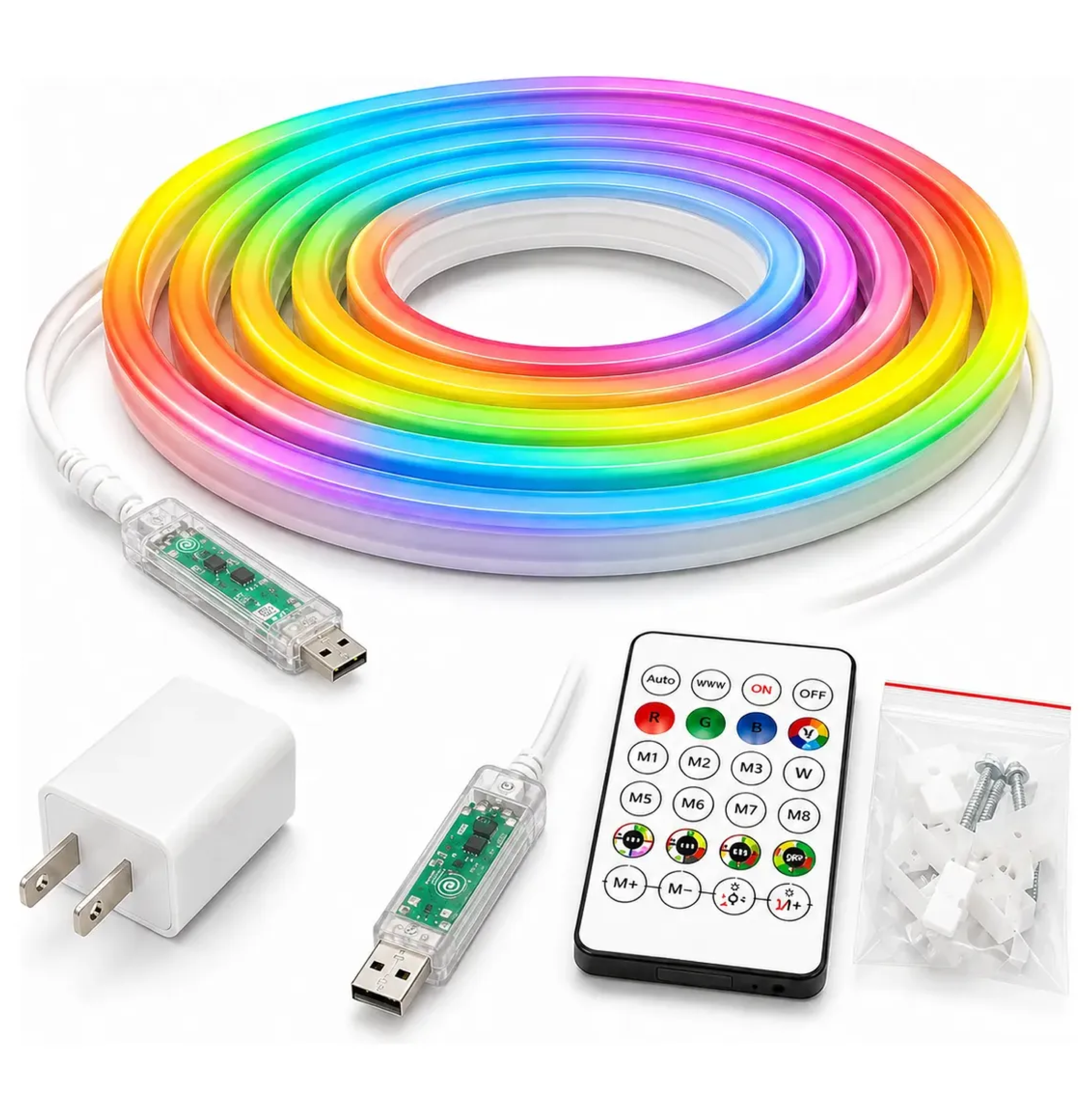 CINTA LED NEON FLEX USB 5W 5MTR ULTRATHIN RGB + CONTROL Y FUENTE MAGIG RUNNING MERCURY ICL253 - Imagen 2