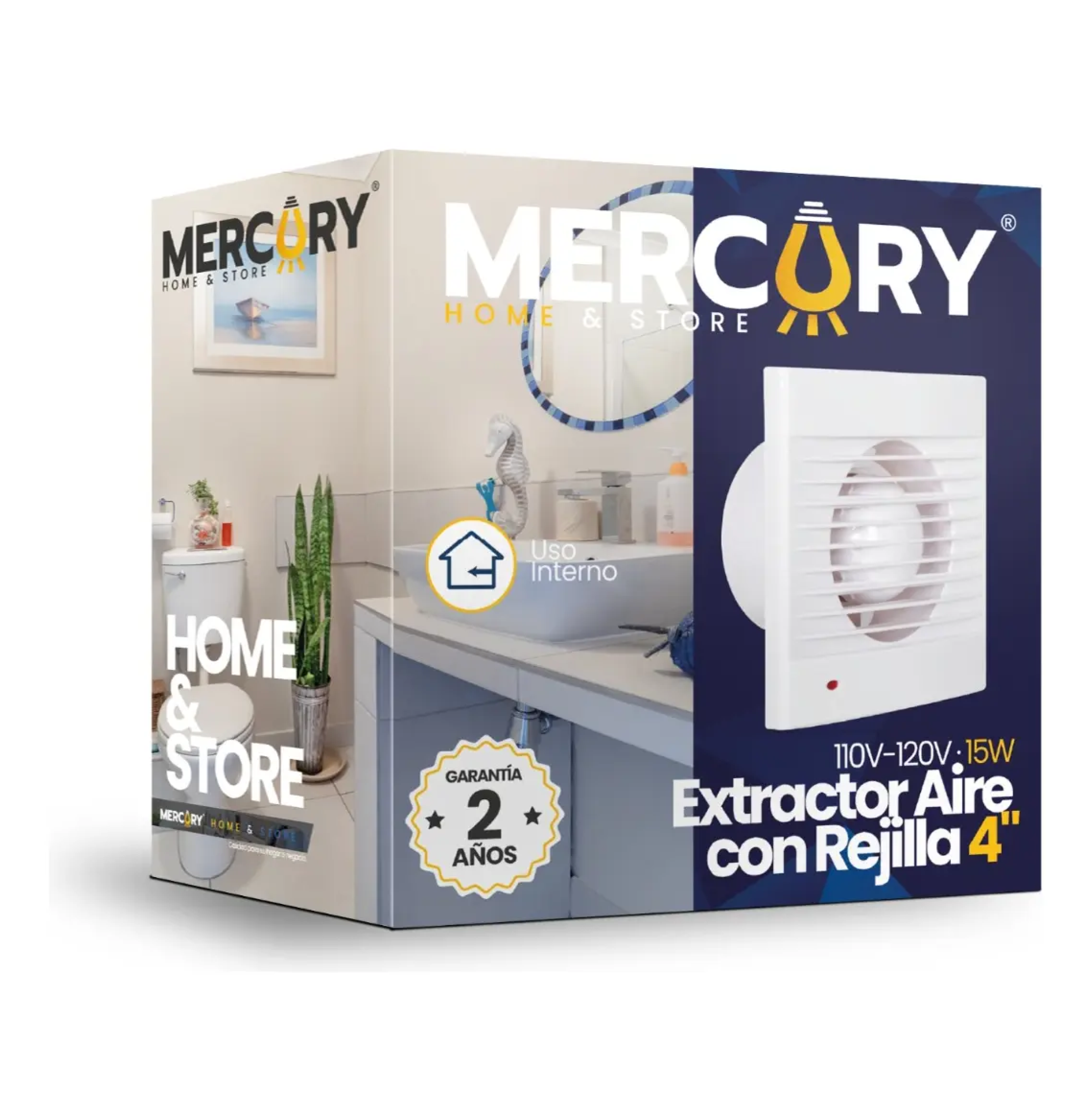 EXTRACTOR 4" C/REJILLA BLANCO MERCURY REF EVE01 - Imagen 2