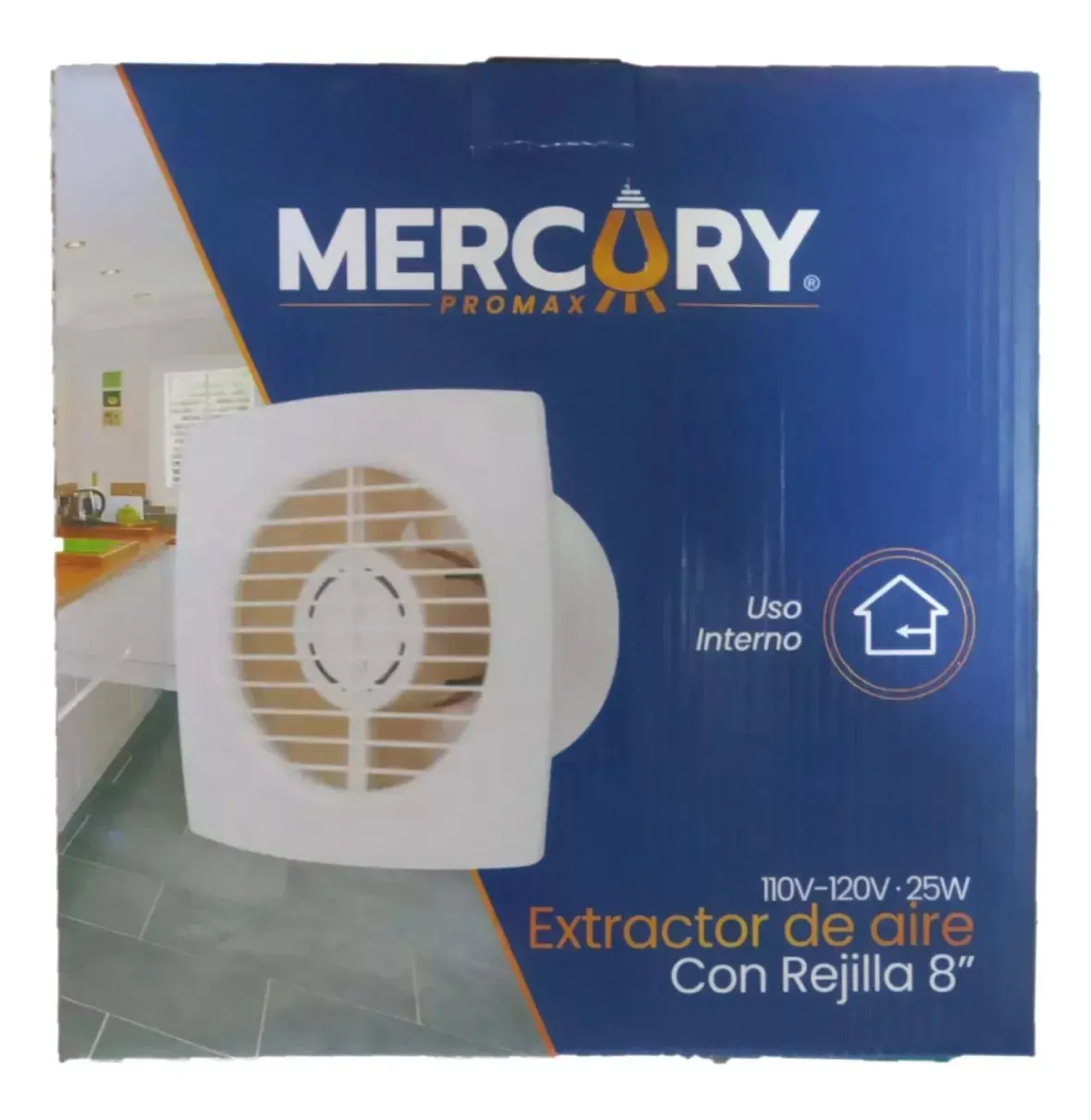 EXTRACTOR DE 8" C/REJILLA BLANCO MERCURY EVE03 - Imagen 2