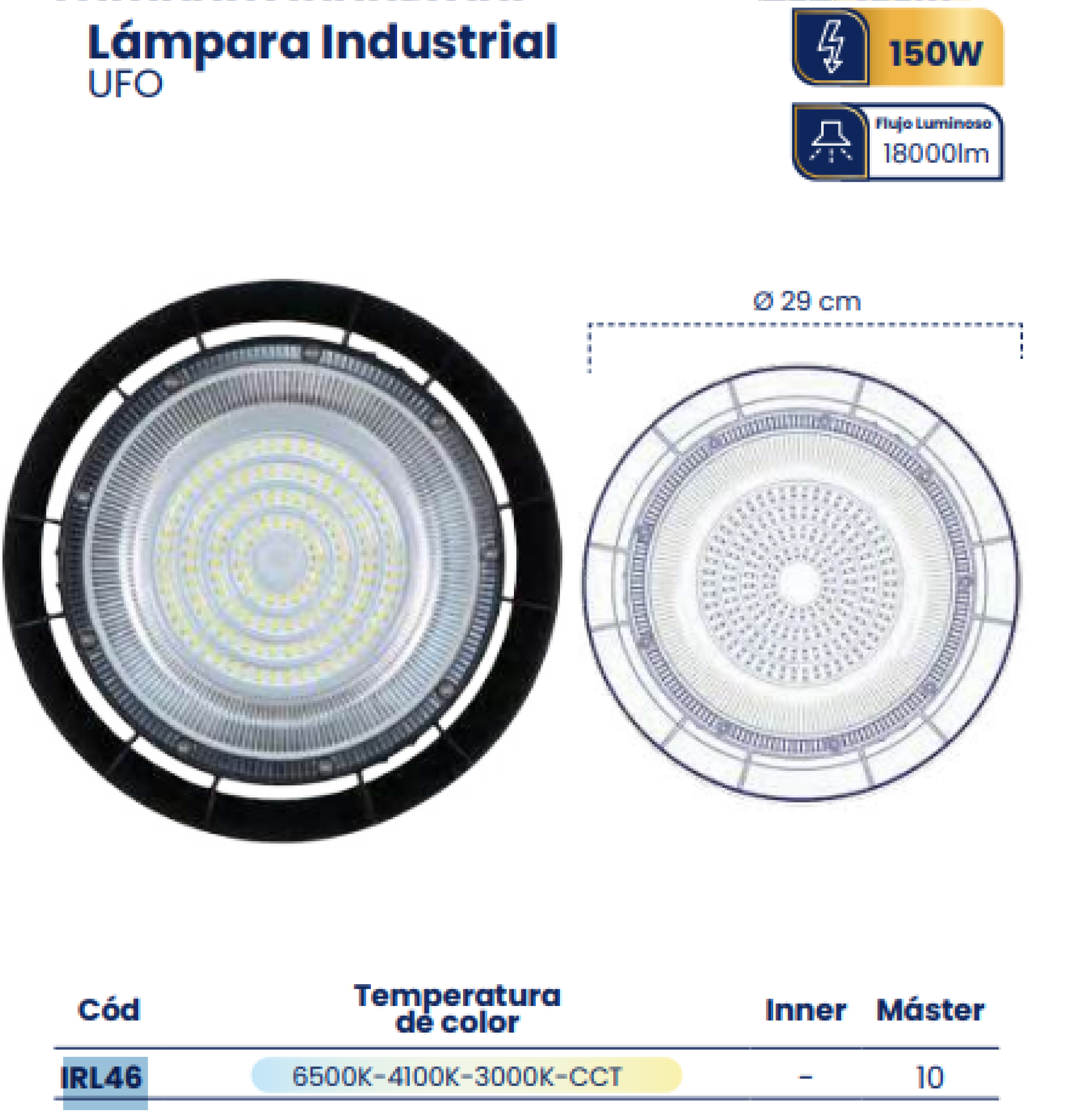 LAMPARA HIGHT BAY 150W 6500K IRL46 MERCURY - Imagen 2