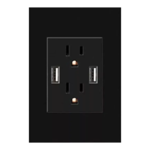 TOMA DOBLE C/P + 2 USB BLACK LUXURY MERCURY REF ETI111