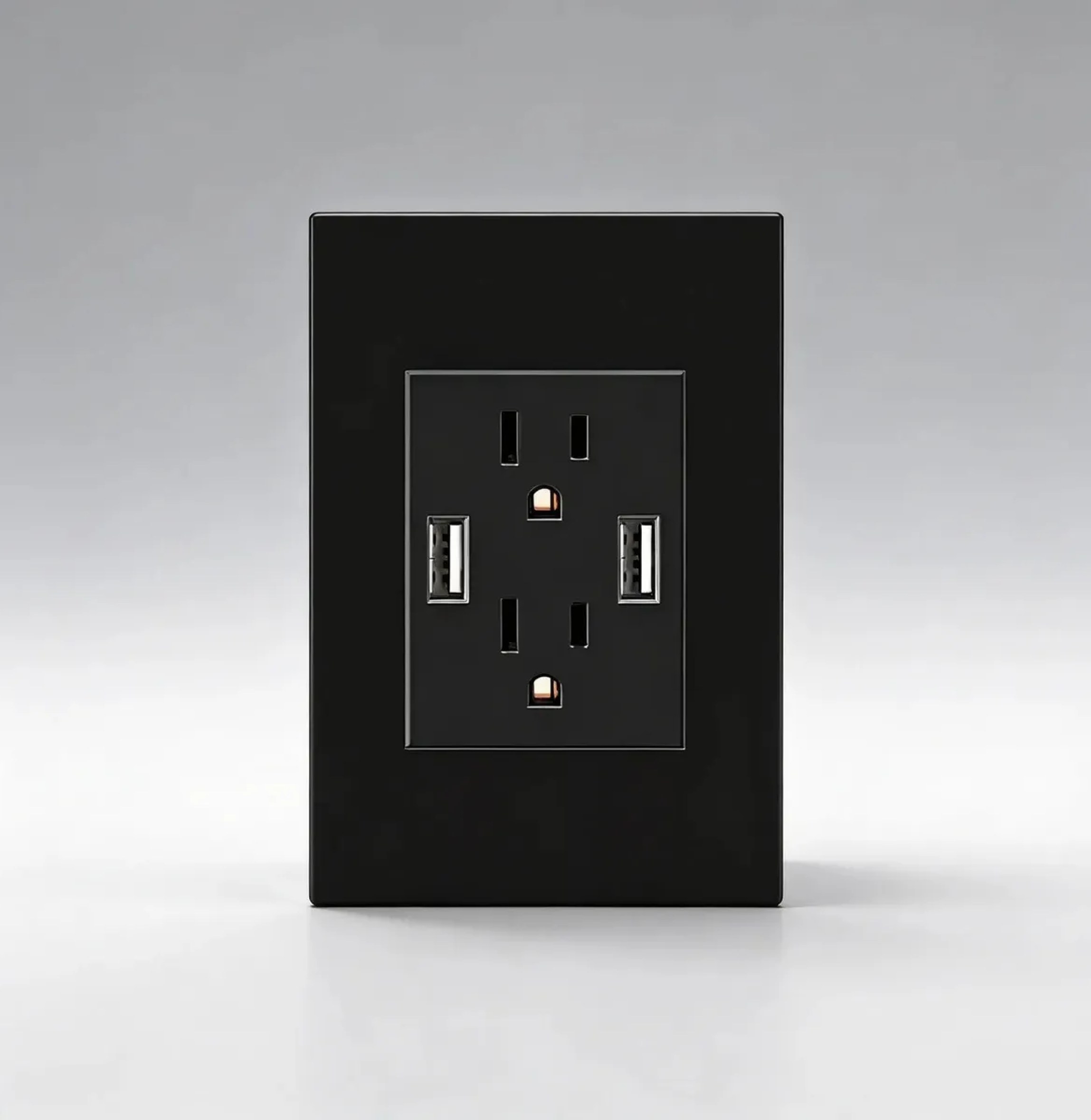 TOMA DOBLE C/P + 2 USB S/PLACA BLACK MIRROR MERCURY REF ETI75 - Imagen 2