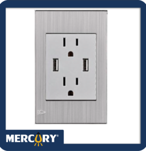 TOMA DOBLE C/P + 2 USB C/PLACA STAINLESS MERCURY REF ETI74