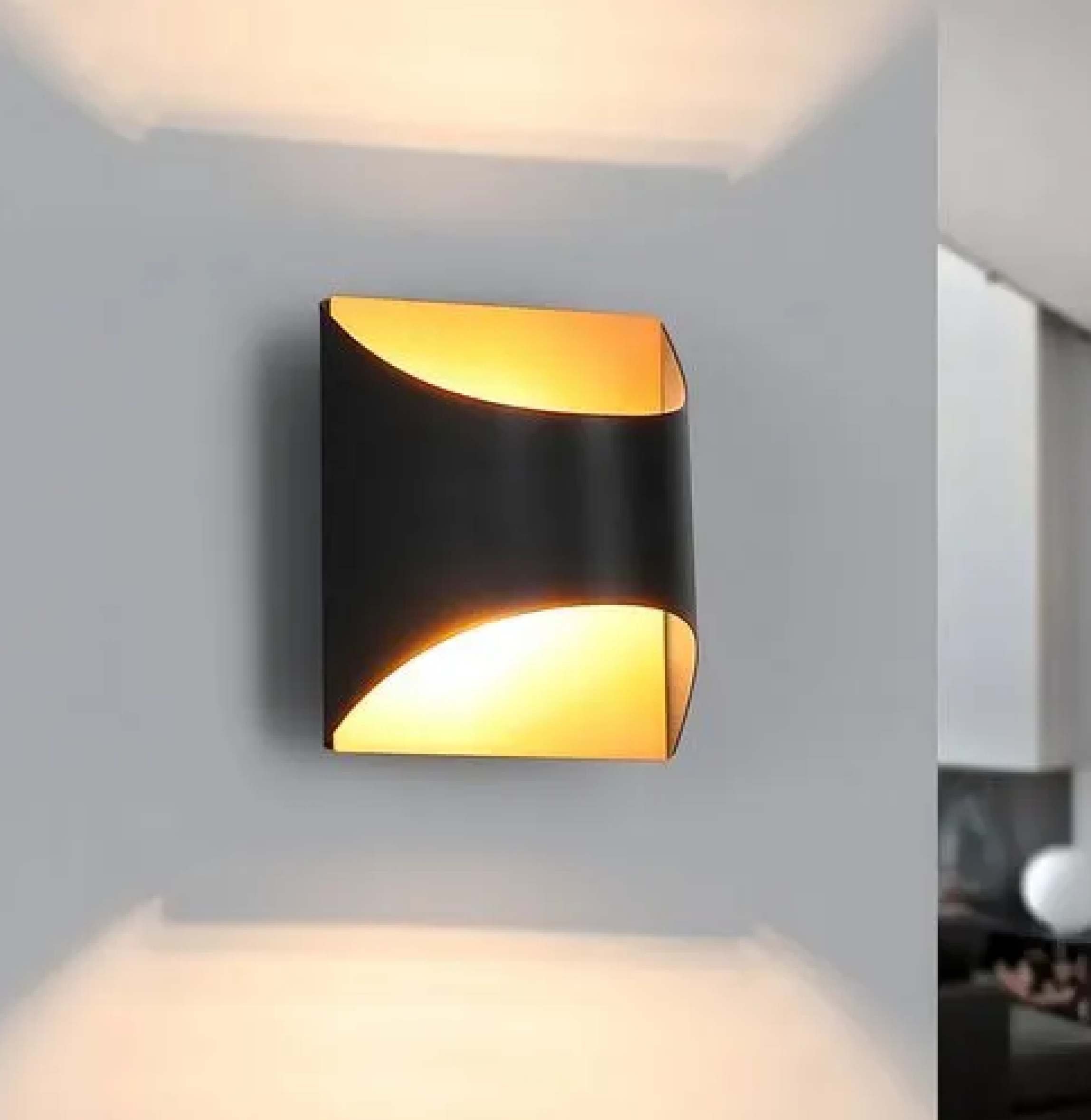 APLIQUE LED PARED 02W 3000K NEGRO - DORADO UP & DOWN EXCELL 70158 - Imagen 2