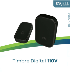 TIMBRE INALAMBRICO 1 BOTON CINETICO DC 110-130V B05 NEGRO EXCELL REF 70146