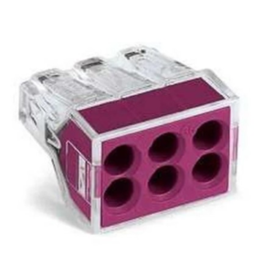 CONECTOR WAGO PALA VIOLETA TRAS ALAMBRE 18-12AWG 6POL 7 HILOS 16-12AWG 600V-24A WAGO 773-106
