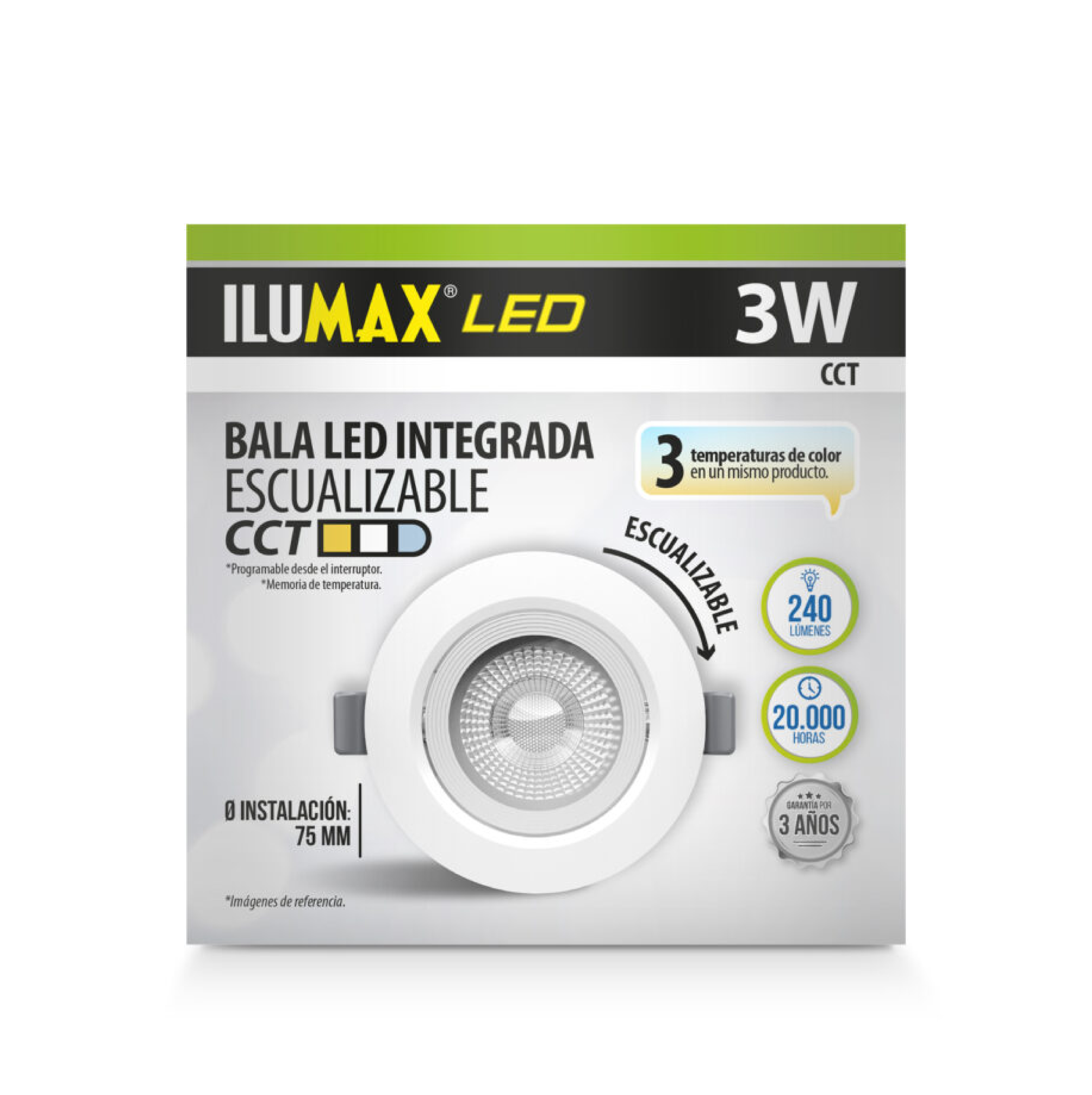 BALA LED 03W 3CCT RED INTEGRADA ILUMAX 2537 - Imagen 3