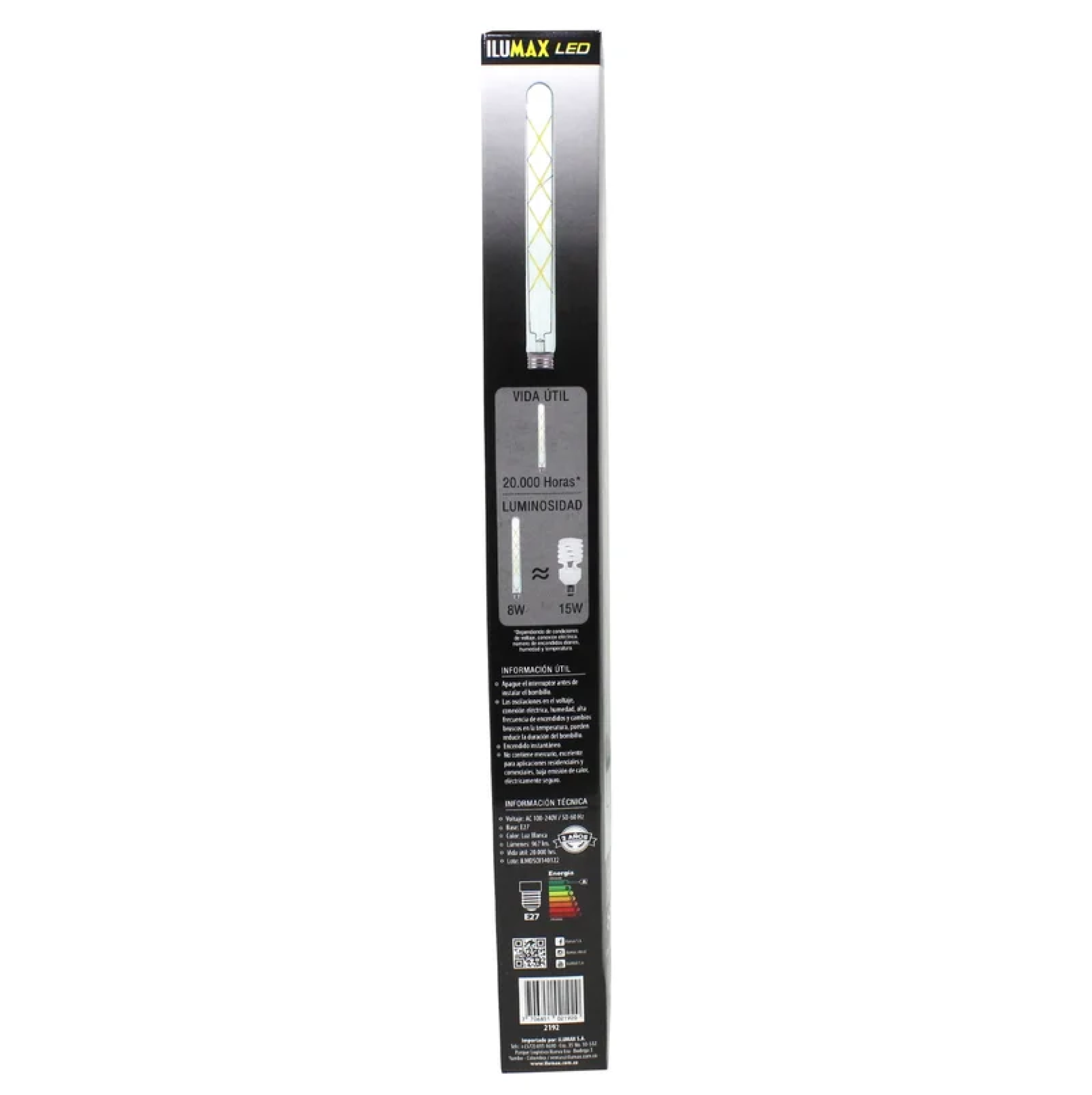 BOMBILLO LED 08W 6500K TUBULAR T30 ILUMAX 2192 - Imagen 2