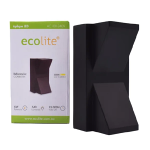 APLIQUE LED PARED 03W 3000K NEGRO CORBATIN ECOLITE REF CORBATINX1