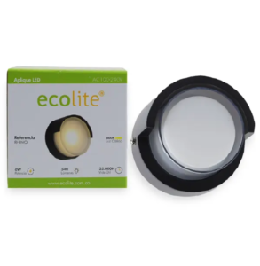 APLIQUE LED PARED 06W 3000K NEGRO RHINO ECOLITE REF RHINO