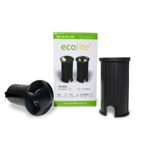 BALA DE PISO 03W 3000K MINI NEGRO ECOLITE REF ECOBP4L