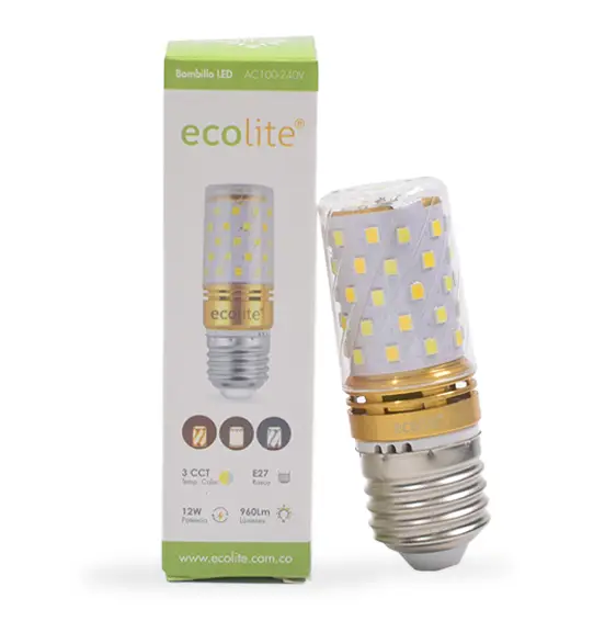 BOMBILLO LED 12W 3CCT E-27 MINI TORPEDO REF LBA12SEN ECOLITE