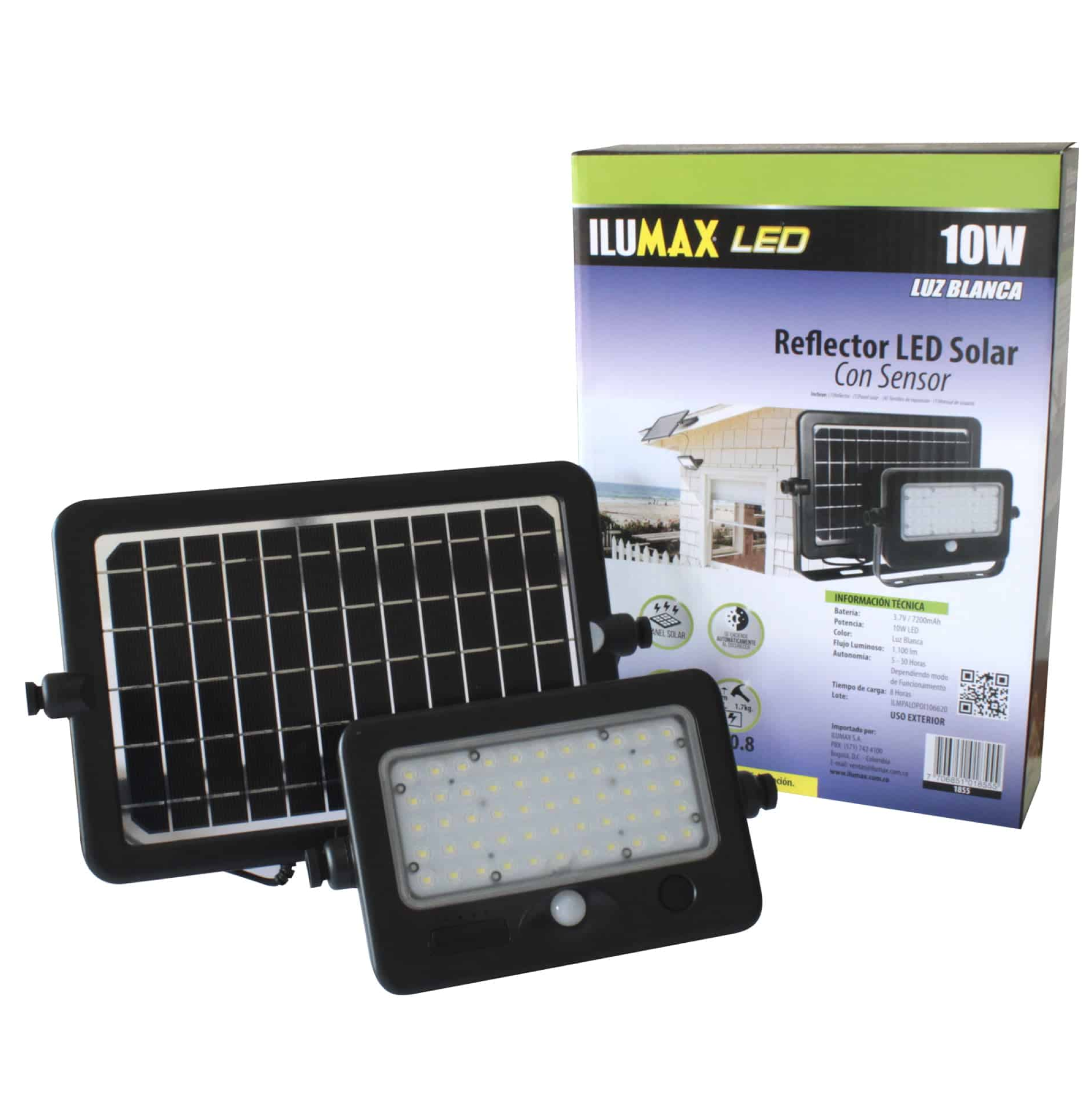 REFLECTOR LED 10W 6500K SOLAR C/SENSOR ILUMAX 1855