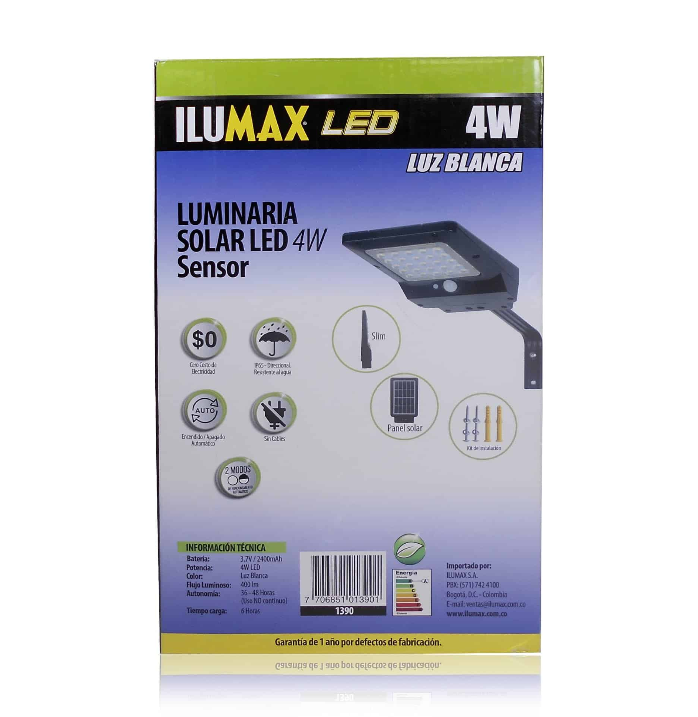 LUMINARIA 4W 6500K SOLAR CON SENSOR ILUMAX 1390 - Imagen 2