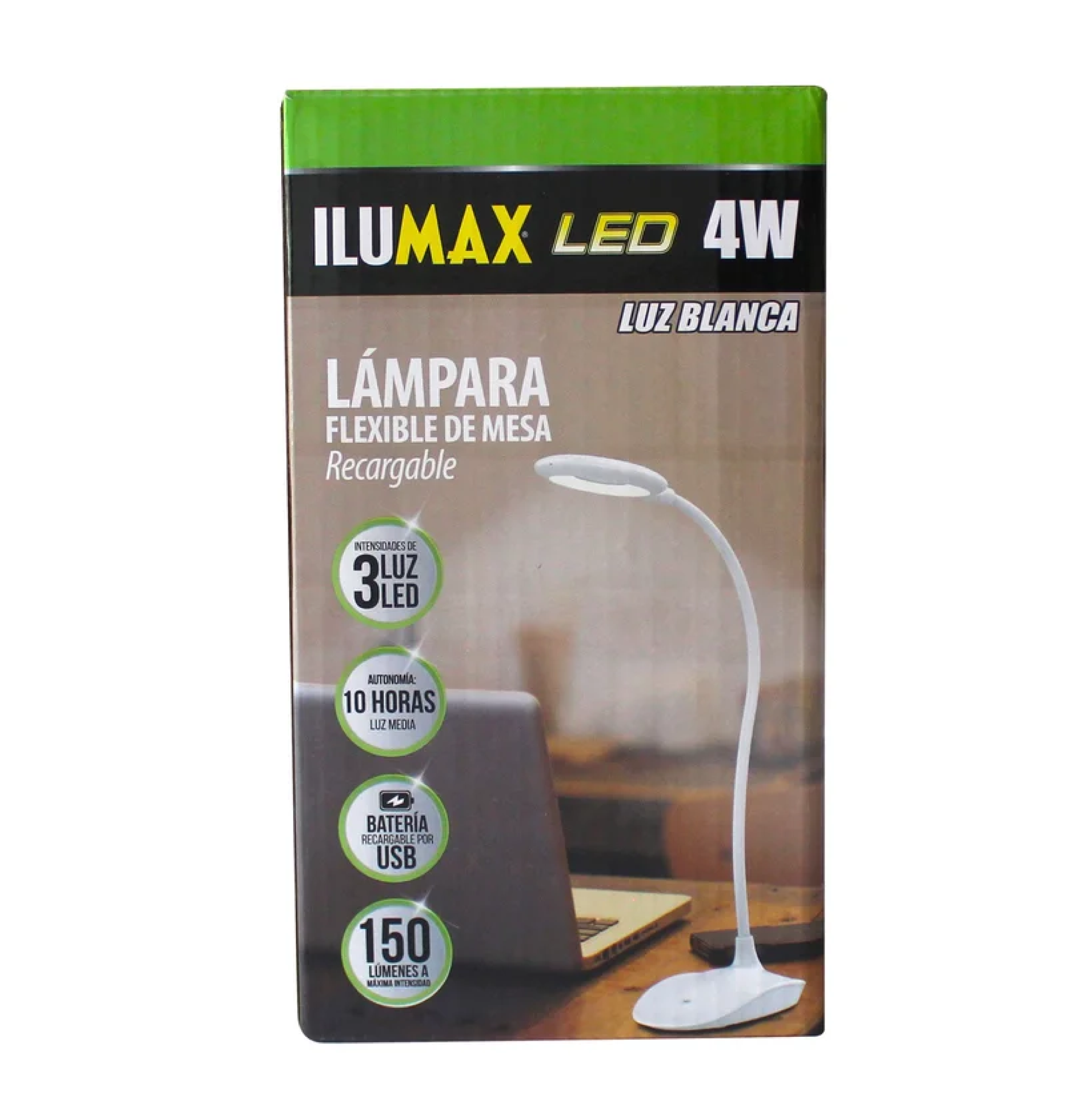 LAMPARA ESCRITORIO LED 04W 6500K FLEXIBLE RECARGABLE ILUMAX REF 1524