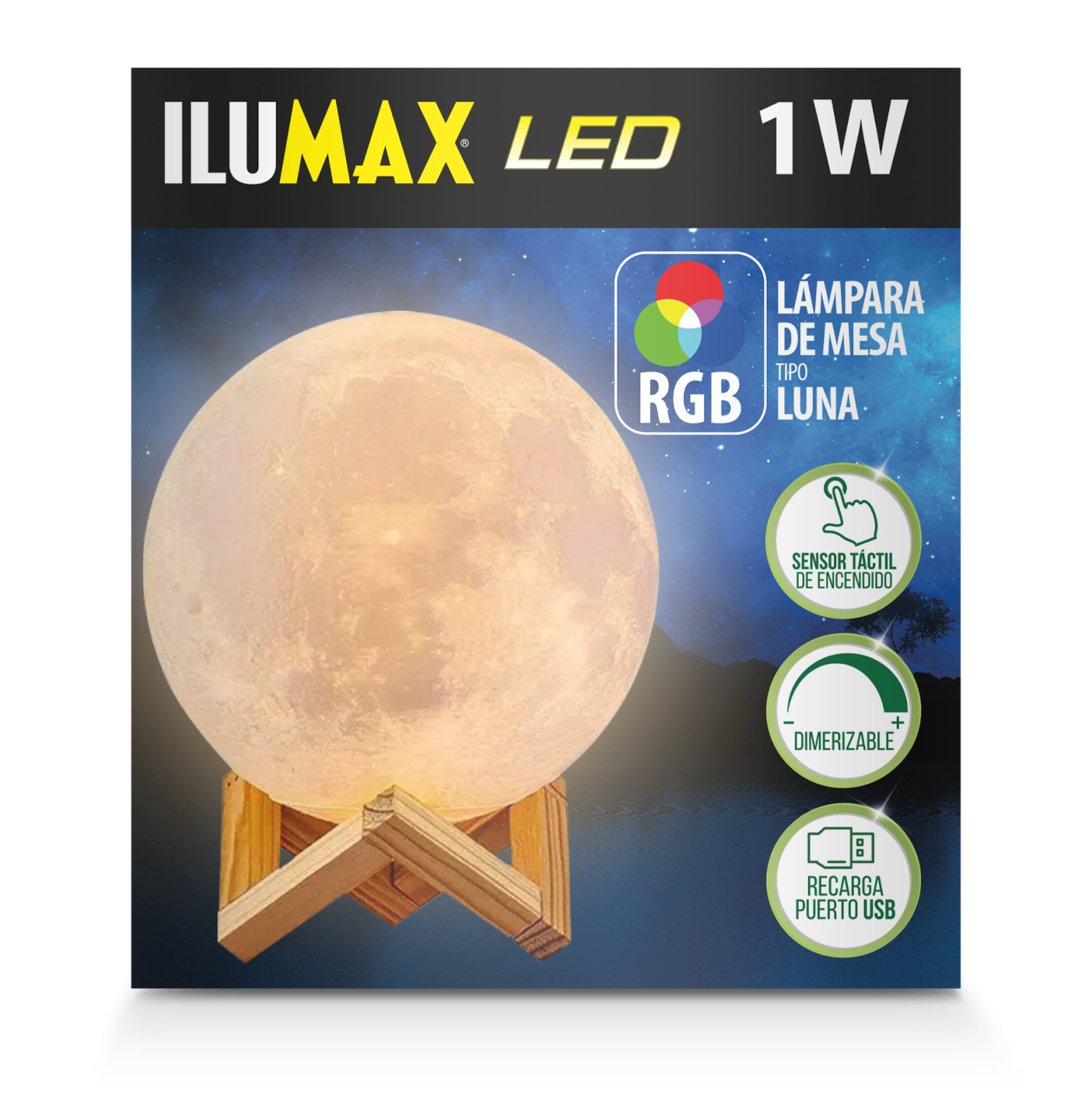 LAMPARA ESCRITORIO 1W RGB RECARGABLE LUNA ILUMAX REF 2221
