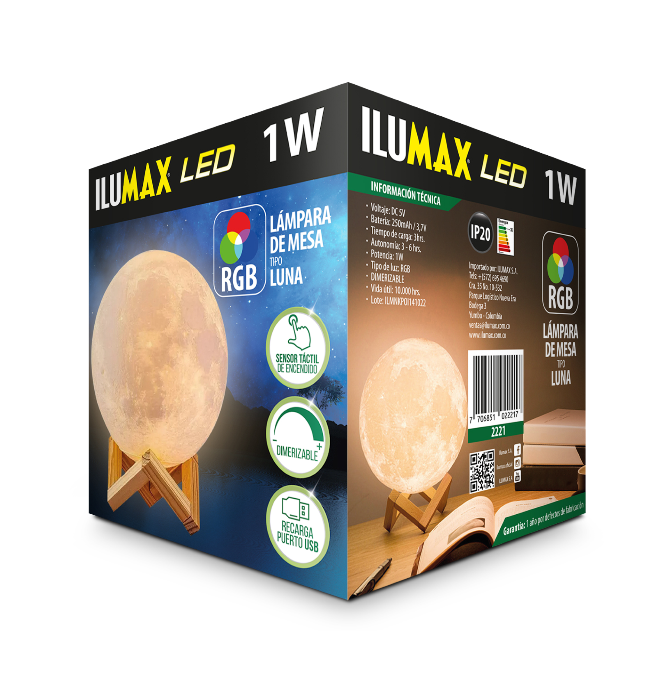 LAMPARA ESCRITORIO 1W RGB RECARGABLE LUNA ILUMAX REF 2221 - Imagen 3