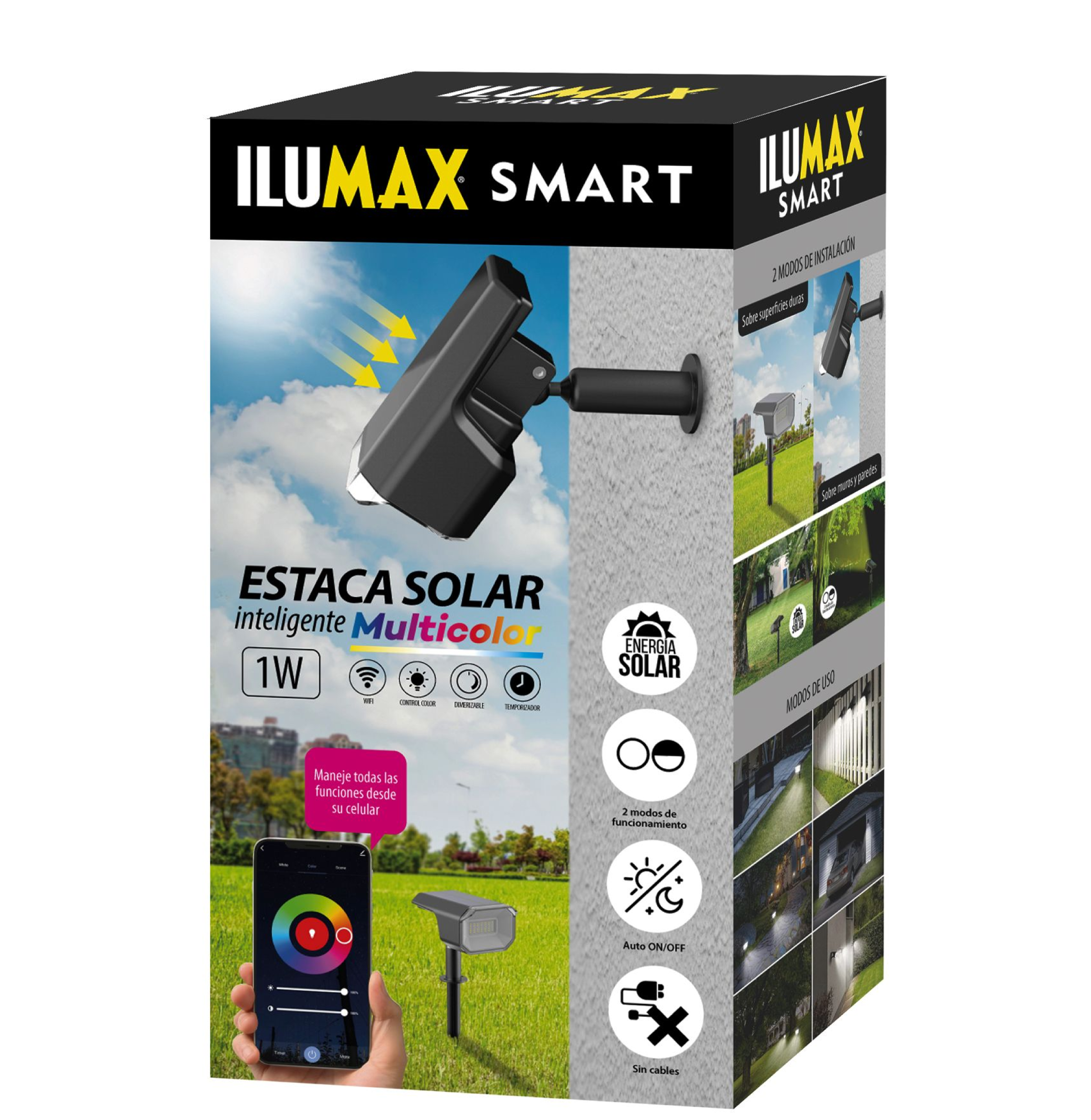 ESTACA SOLAR LED 1W SMART RGB REF 2104 ILUMAX