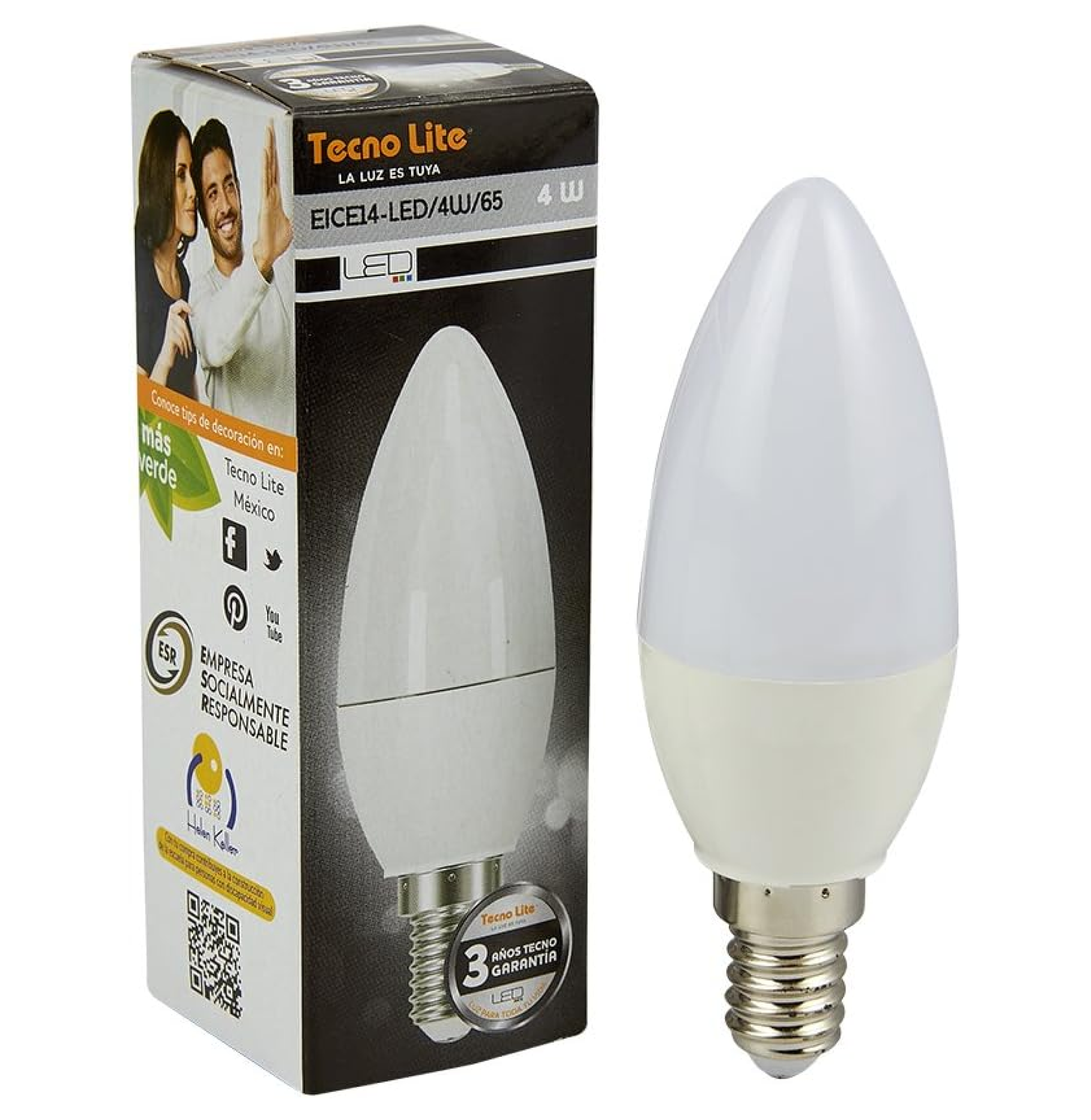 LED VELA 4W 6500K E-14 TECNOLITE EICE14-LED/4W/65