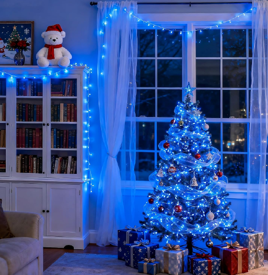 LUCES LINEALES DE NAVIDAD 100 LED 7-8M 110V LUZ AZUL - Imagen 4