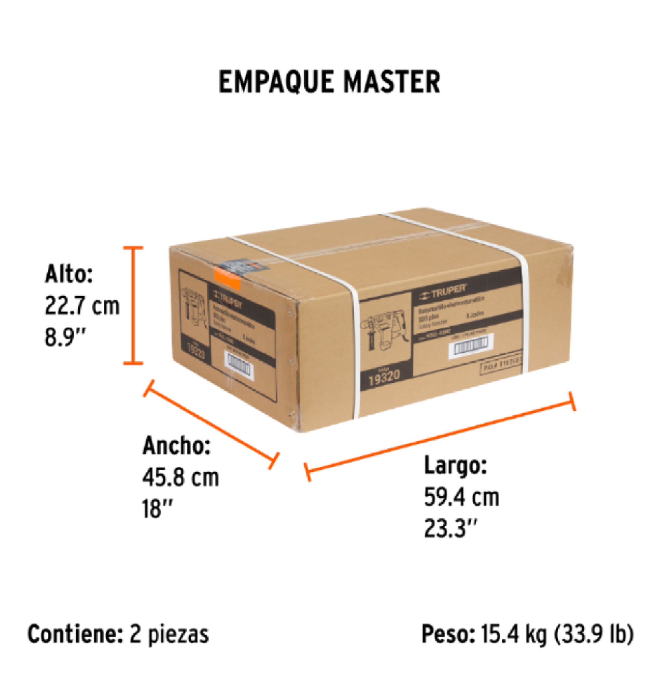 TALADRO ROTOMARTILLO SDS PLUS/DESTORNILLADOR 5J 1500W TRUPER 19320 - Imagen 2